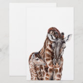 Moeder Giraffe met Baby Giraffe Briefpapier (Voorkant / Achterkant)