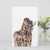 Moeder Giraffe met Baby Giraffe Briefpapier (Staand voorkant)