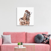 Moeder Giraffe met Baby Giraffe Canvas (Insitu (Woonkamer))