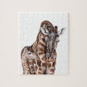 Moeder Giraffe met Baby Giraffe Legpuzzel (Verticaal)