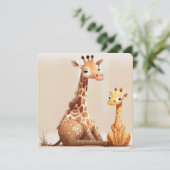 Moeder Giraffe met Baby Kaart (Staand voorkant)