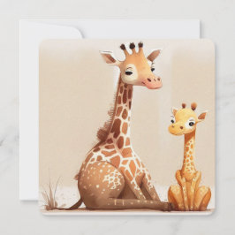 Moeder Giraffe met Baby Kaart