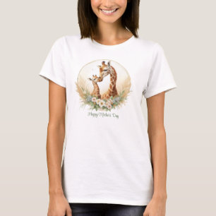 Moeder giraffe met baby safari pampas Moederdag T-shirt