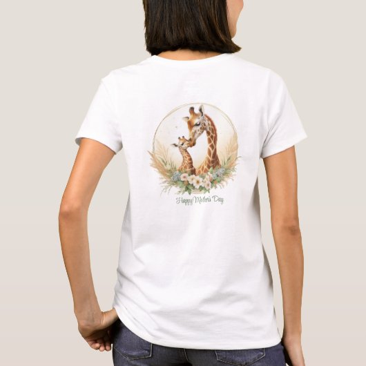 Moeder giraffe met baby safari pampas Moederdag T-shirt (Achterkant)