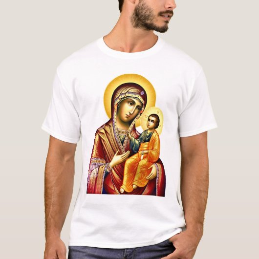 Moeder Gods Maagd en kind 3 icoon T-shirt (Voorkant)