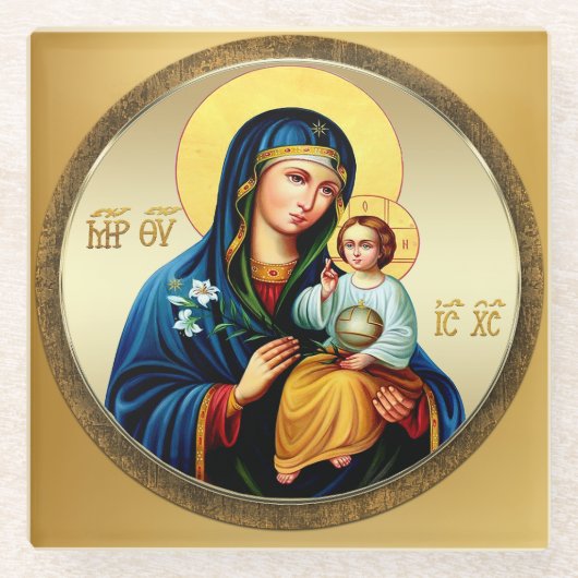 Moeder Gods, maagd Maria Glazen Onderzetter (Voorkant)