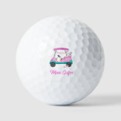 Moeder Golfer Roze Stippen Kar Golfballen (Voorkant)