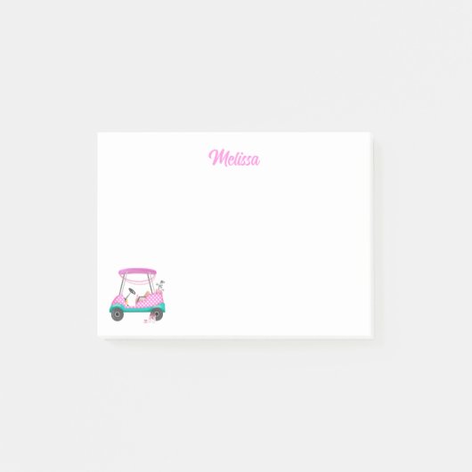 Moeder Golfer Roze Stippen Kar Naam Post-it® Notes (Voorkant)