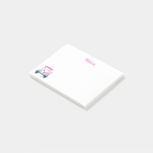 Moeder Golfer Roze Stippen Kar Naam Post-it® Notes (Schuin)