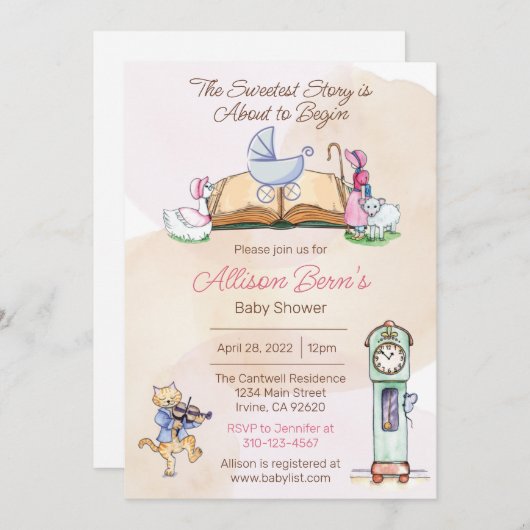 Moeder Goose Baby shower Uitnodiging (Voorkant / Achterkant)