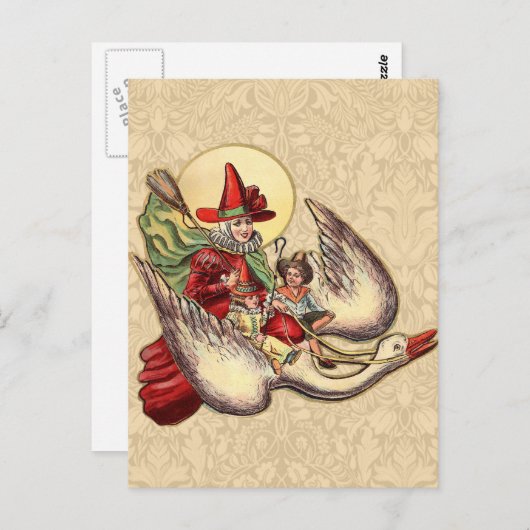 Moeder Goose Child Antiek Illustratie Briefkaart (Voorkant / Achterkant)