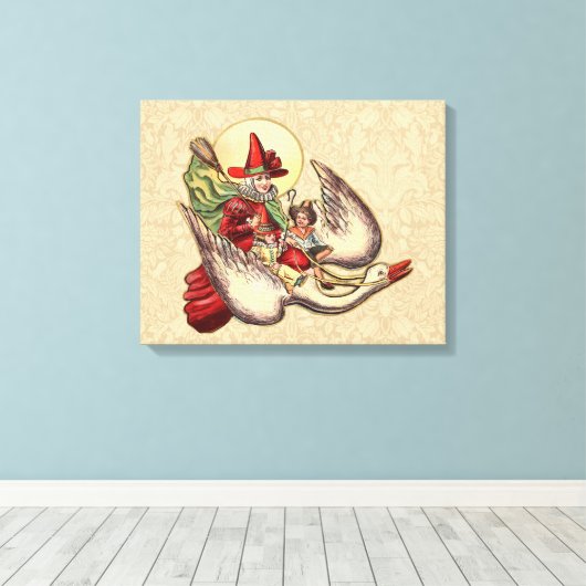 Moeder Goose Child Antiek Illustratie Canvas Afdruk (Insitu (Houten vloer))