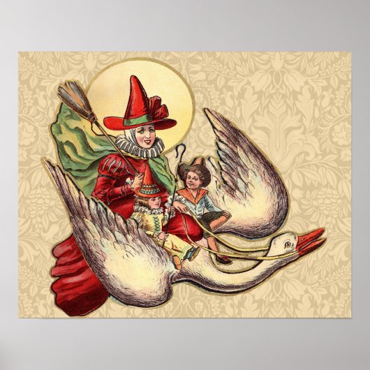 Moeder Goose Child Antiek Illustratie Poster (Voorkant)