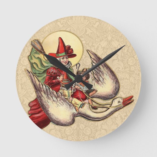 Moeder Goose Child Antiek Illustratie Ronde Klok (Voorkant)