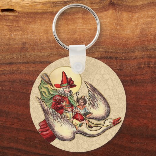 Moeder Goose Child Antiek Illustratie Sleutelhanger (Voorkant)