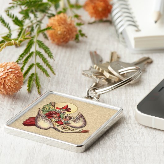 Moeder Goose Child Antiek Illustratie Sleutelhanger (Zijkant)