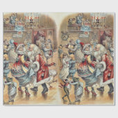 Moeder Goose Dancing met Santa Claus Cadeaupapier (Vlak)