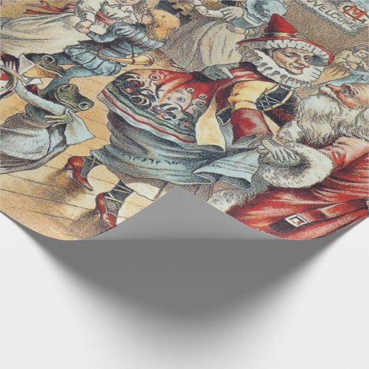 Moeder Goose Dancing met Santa Claus Cadeaupapier (Hoek)