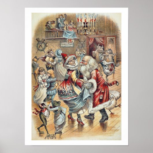 Moeder Goose Dancing met Santa Claus Poster (Voorkant)