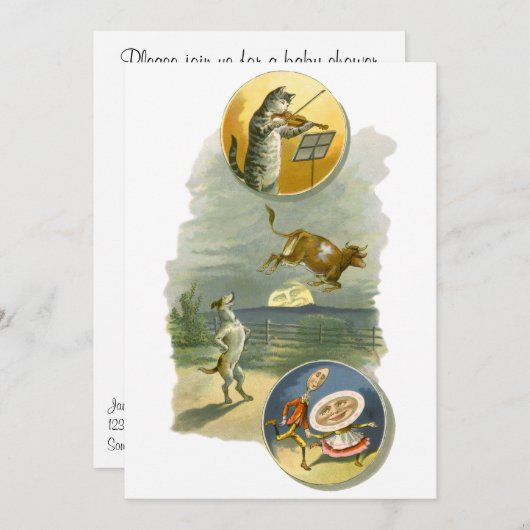 Moeder Goose Nursery Rhyme Baby shower Kaart (Voorkant / Achterkant)