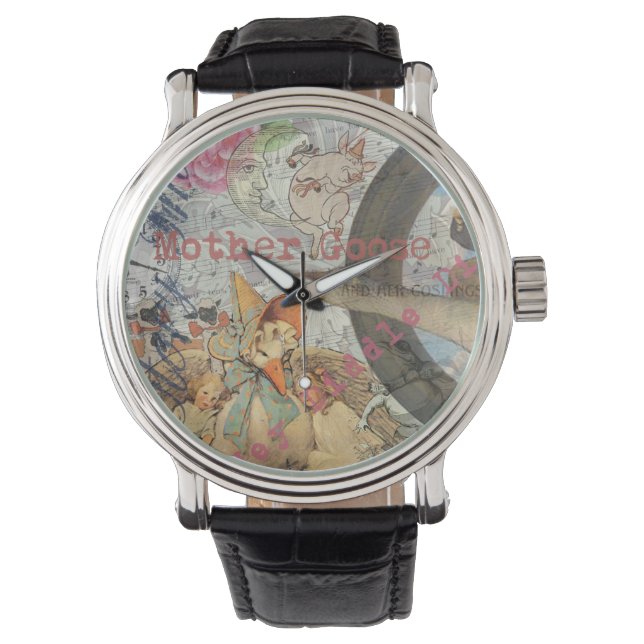 Moeder Goose Nursery Rhyme Fairy Tale Horloge (Voorkant)