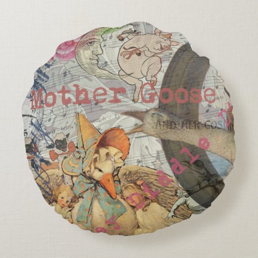 Moeder Goose Nursery Rhyme Fairy Tale Rond Kussen (Achterkant)