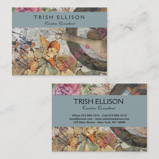 Moeder Goose Nursery Rhyme Fairy Tale Visitekaartje (Voorkant / Achterkant)