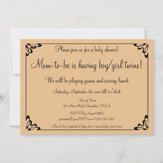 Moeder Goose, Twins Baby shower Uitnodiging (Achterkant)