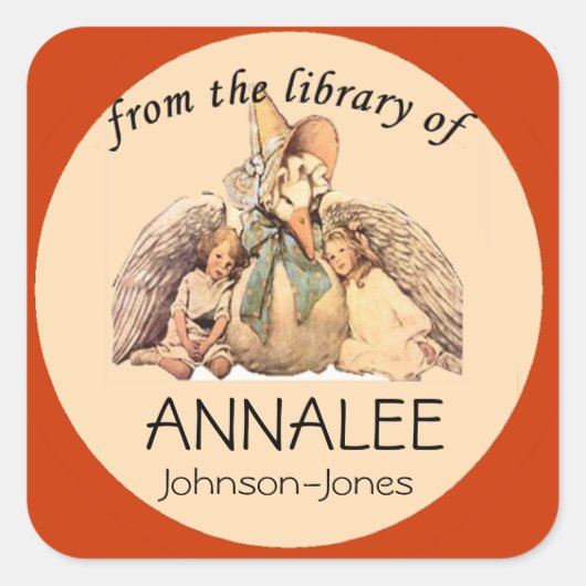 Moeder Goose uit de bibliotheek van de boekplaat Vierkante Sticker (Voorkant)