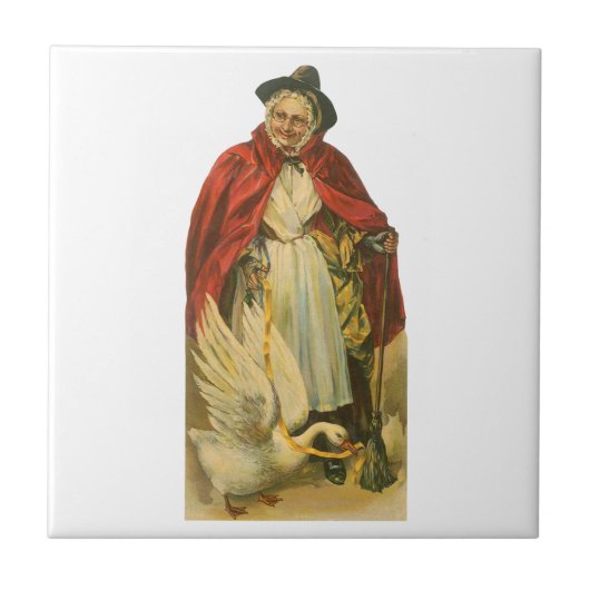 Moeder Goose  Victoriaans Verhaal Boek Tegeltje (Voorkant)