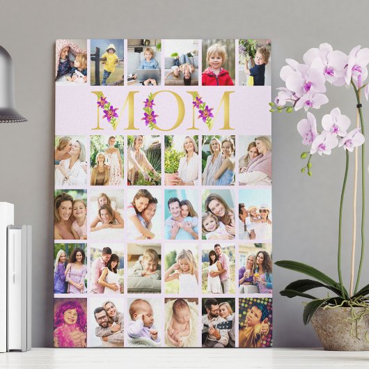 Moeder Gouden Letters 30 Verticale Fotocollage Lil Canvas Afdruk