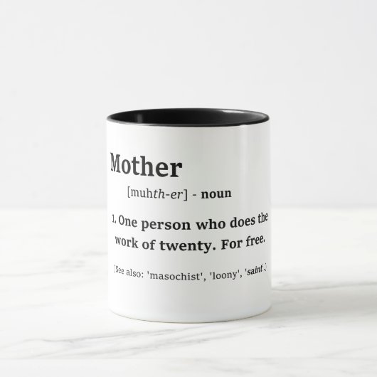 Moeder Grappige Humor Zwarte Lettering Mok (Midden)