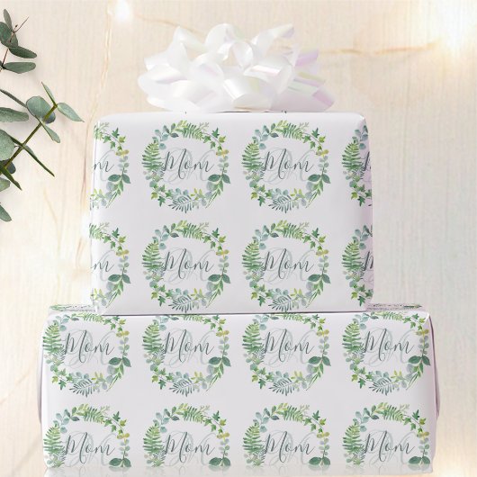 Moeder groen blad krans Moederdag Cadeaupapier
