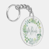 Moeder groen loof Waterverf loof foto Sleutelhanger (Voorkant Links)