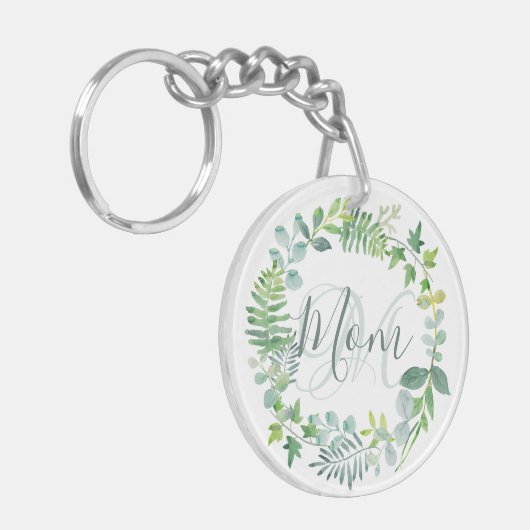 Moeder groen loof Waterverf loof foto Sleutelhanger (Voorkant Links)