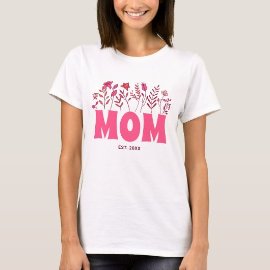 Moeder Groovy Bloem  Roze Bloemen Moederdag T-shirt (Voorkant)