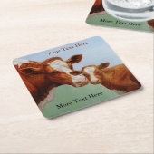 Moeder Guernsey Koe en Cute Calf Kartonnen Onderzetters (Schuin)