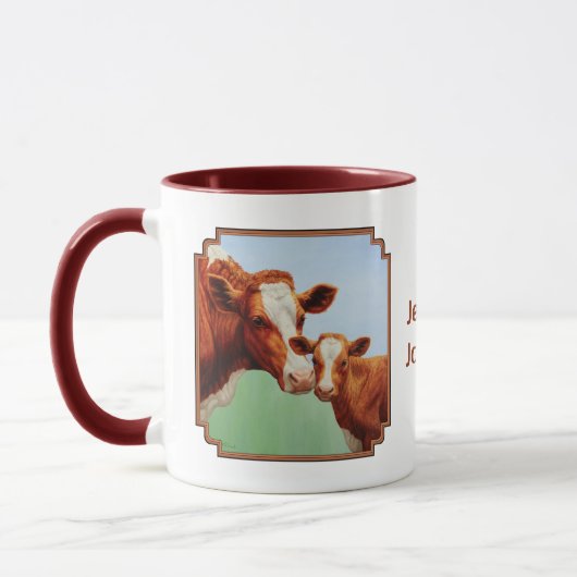 Moeder Guernsey Koe en Cute Calf Mok (Links)