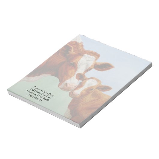 Moeder Guernsey Koe en Cute Calf Notitieblok (Linkerzijde)