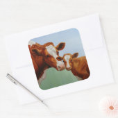Moeder Guernsey Koe en Cute Calf Vierkante Sticker (Envelop)
