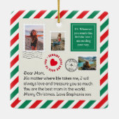 Moeder handgeschreven brief foto collage Kerstmis Keramisch Ornament (Achterkant)
