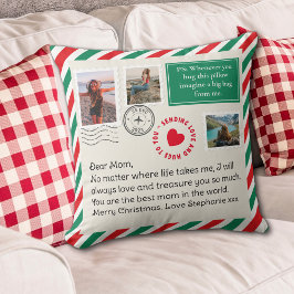 Moeder Handgeschreven Brief Fotocollage Kerstknuff Kussen