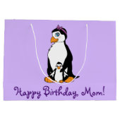 Moeder Happy Birthday Penguin en Chick Large Cadeautasje (Achterkant)