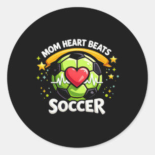 Moeder Hart Beats Voetbal  Ronde Sticker