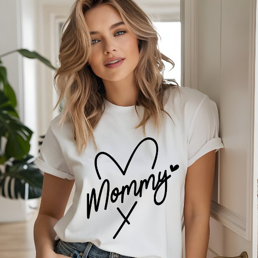 Moeder Hart Eenvoudig Script Cadeau Voor Haar Tri-Blend Shirt