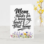 Moeder Hart Eerste Thuis Waterverf Wilde Bloem Kaart (Gele Bloem)