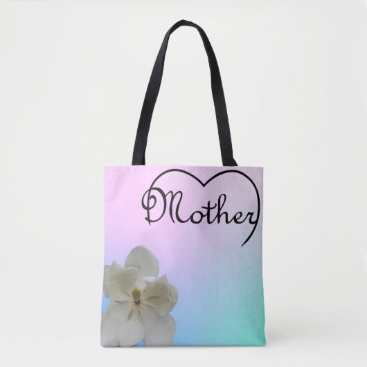 Moeder hart en magnolia op pastelcanvas tas (Voorkant)