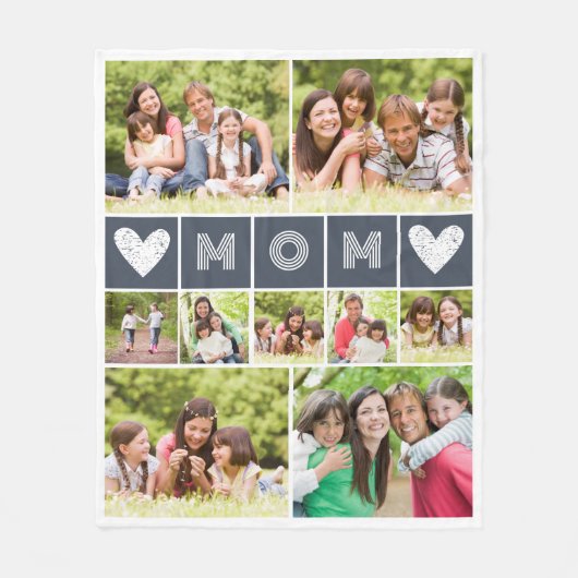 Moeder hart foto collage fleece deken (Voorkant)