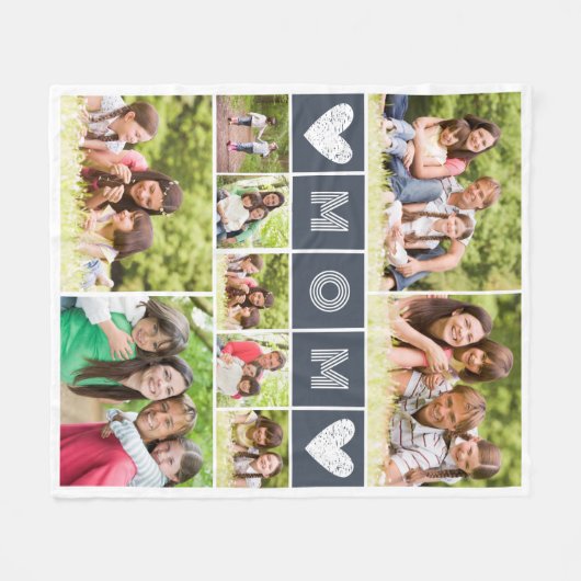Moeder hart foto collage fleece deken (Voorkant (Horizontaal))