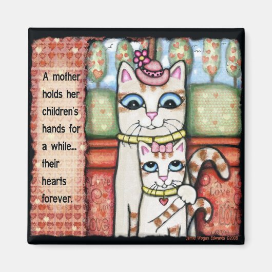 Moeder hart kat kunst magneet (Voorkant)